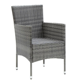 Mobilier à dîner de jardin et coussins 5pcs Résine tressée Gris