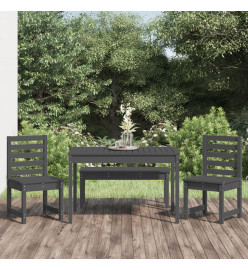 Ensemble à dîner de jardin 4 pcs gris bois massif de pin
