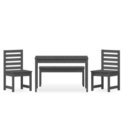 Ensemble à dîner de jardin 4 pcs gris bois massif de pin