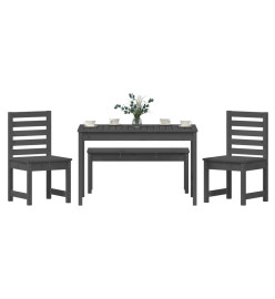 Ensemble à dîner de jardin 4 pcs gris bois massif de pin