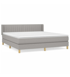 Lit à sommier tapissier avec matelas Gris clair 180x200cm Tissu