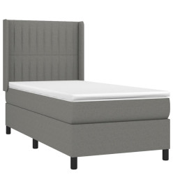 Lit à sommier tapissier avec matelas Gris foncé 90x200 cm Tissu