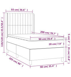 Lit à sommier tapissier avec matelas Gris foncé 90x200 cm Tissu