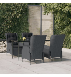 Ensemble à dîner de jardin 5 pcs Gris foncé Résine tressée
