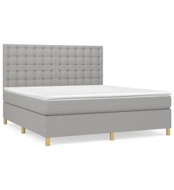 Lit à sommier tapissier avec matelas Gris clair 160x200cm Tissu