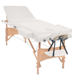 Table de massage pliable à 3 zones 10 cm d'épaisseur Blanc