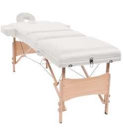 Table de massage pliable à 3 zones 10 cm d'épaisseur Blanc