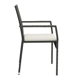 Ensemble à dîner de jardin et coussins 7pcs Noir Résine tressée