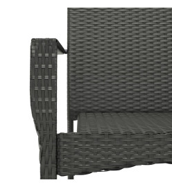 Ensemble à dîner de jardin et coussins 7pcs Noir Résine tressée