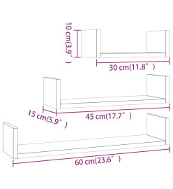 Étagères murales d'affichage 3pcs Sonoma gris Bois d'ingénierie