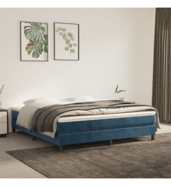 Lit à sommier tapissier et matelas Bleu foncé 160x200cm Velours