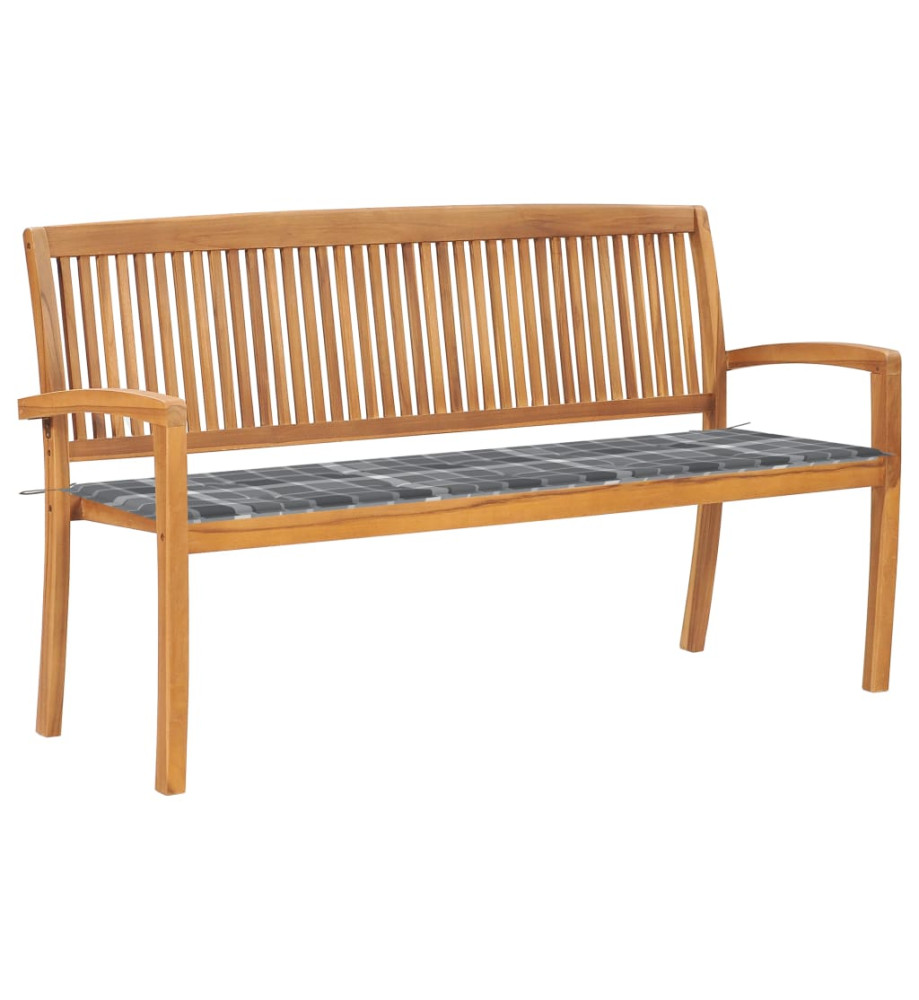 Banc de jardin empilable et coussin 159 cm Bois de teck massif Banc de jardin empilable et coussin 159 cm Bois de teck massif