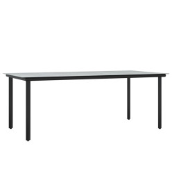 Ensemble à dîner de jardin et coussins 7pcs Noir Résine tressée