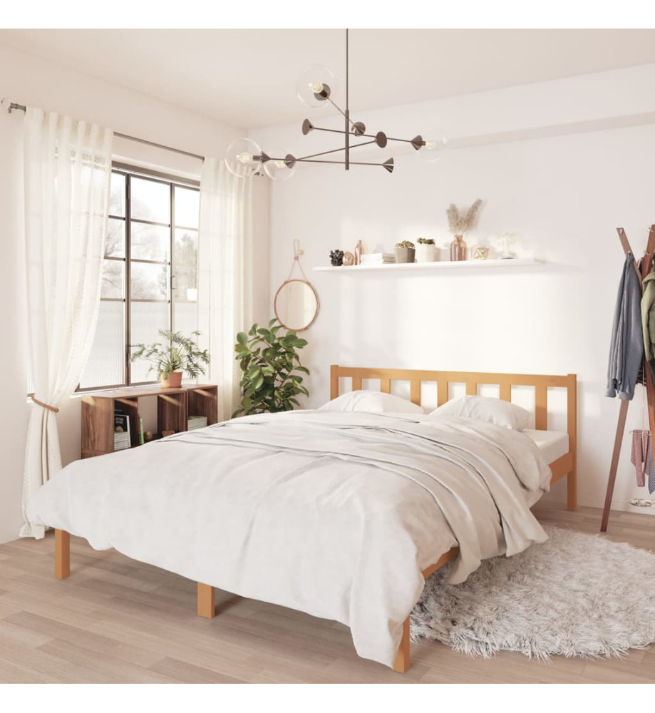 Cadre de lit Marron miel Bois pin massif 120x190cm Petit Double Cadre de lit Marron miel Bois pin massif 120x190cm Petit Double