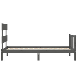 Cadre de lit avec tête de lit gris simple bois massif