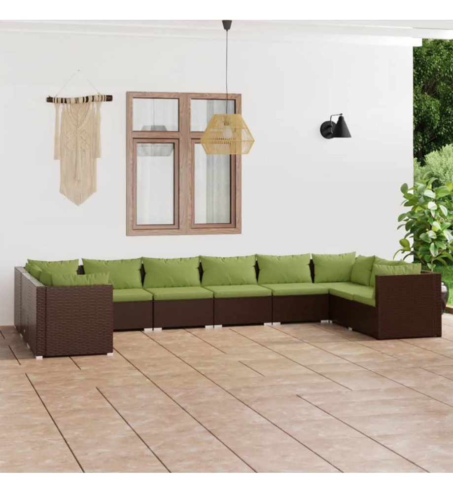 Salon de jardin 10 pcs avec coussins Résine tressée Marron Salon de jardin 10 pcs avec coussins Résine tressée Marron