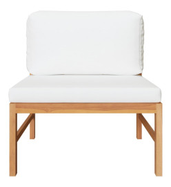 Salon de jardin 3 pcs avec coussins crème Bois de teck