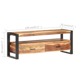 Meuble TV 120x35x45 cm Bois massif avec finition miel