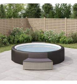 Bancs de spa avec coussins 2 pcs gris résine tressée