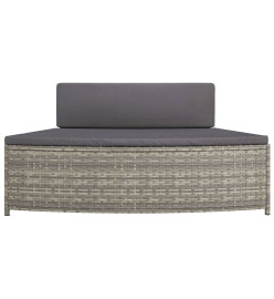 Bancs de spa avec coussins 2 pcs gris résine tressée