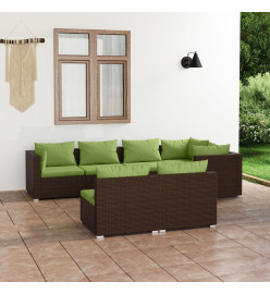 Salon de jardin 7 pcs avec coussins Marron Résine tressée