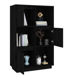 Buffet Noir 74x35x117 cm Bois massif de pin