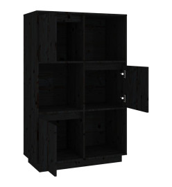 Buffet Noir 74x35x117 cm Bois massif de pin