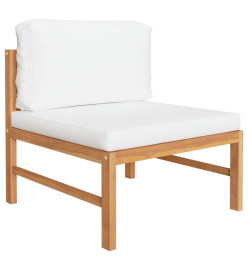 Salon de jardin 8 pcs avec coussins crème Bois de teck solide