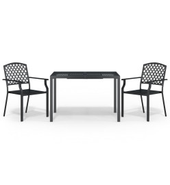 Ensemble de salle à manger de jardin 3 pcs anthracite acier