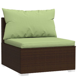 Salon de jardin 6 pcs avec coussins Résine tressée Marron