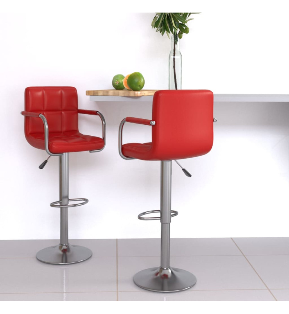 Tabourets de bar lot de 2 rouge bordeaux similicuir