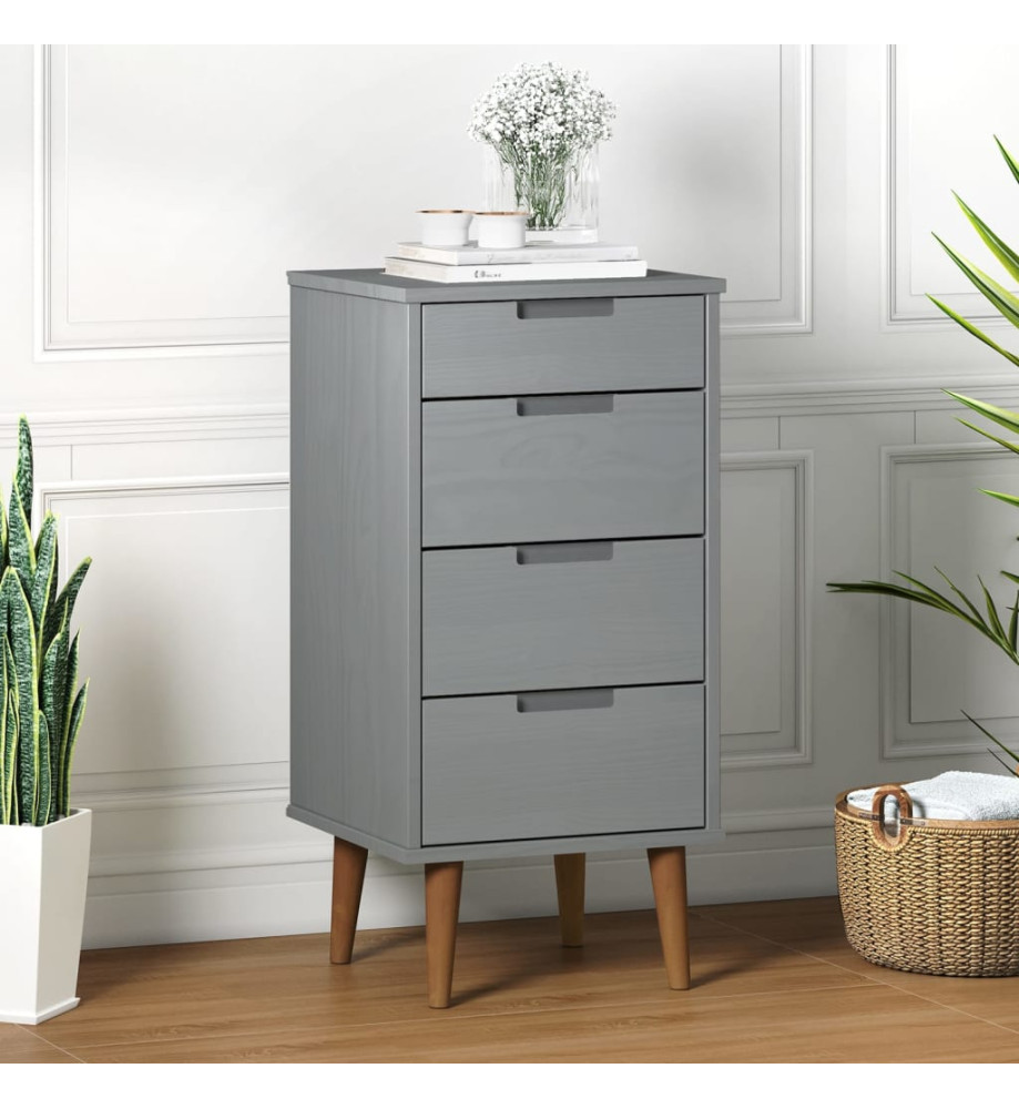 Commode MOLDE Gris 40x35x82 cm Bois de pin massif