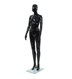Mannequin femme corps complet base verre Noir brillant 175 cm