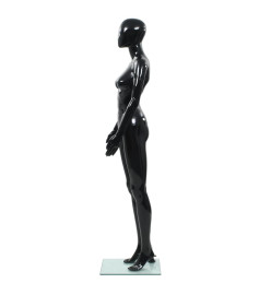 Mannequin femme corps complet base verre Noir brillant 175 cm