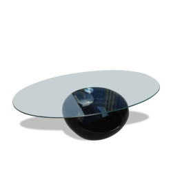 Table basse avec dessus de table en verre ovale Noir brillant