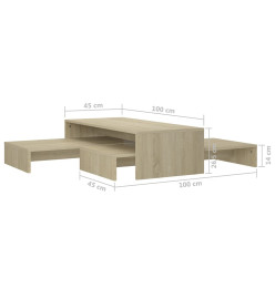 Set tables basses gigognes Chêne 100x100x26,5 cm Aggloméré