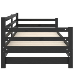 Lit coulissant Noir Bois de pin massif 2x(90x200) cm