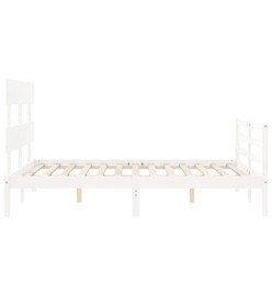 Cadre de lit avec tête de lit blanc 120x200 cm bois massif