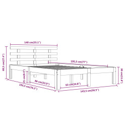 Cadre de lit Blanc Bois massif 140x190 cm