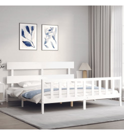 Cadre de lit avec tête de lit blanc 200x200 cm bois massif
