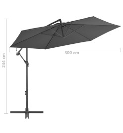 Parasol en porte-à-feux avec poteau Aluminium 300 cm Anthracite