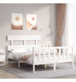 Cadre de lit avec tête de lit blanc 140x190 cm bois massif
