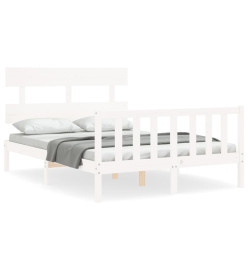 Cadre de lit avec tête de lit blanc 140x190 cm bois massif