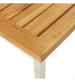 Chaises de bar lot de 2 bois de teck solide et acier inoxydable