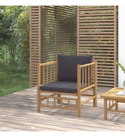 Canapé de jardin avec coussins gris foncé bambou