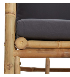 Canapé de jardin avec coussins gris foncé bambou