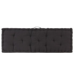 Coussin de plancher de palette Coton 120x40x7 cm Noir