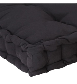 Coussin de plancher de palette Coton 120x40x7 cm Noir