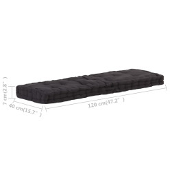 Coussin de plancher de palette Coton 120x40x7 cm Noir