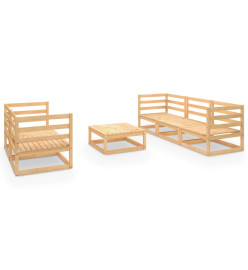 Salon de jardin 6 pcs bois de pin massif